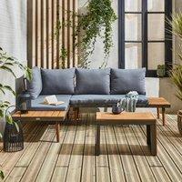sweeek 4-seater Modular Aluminium & Acacia Garden Lounge Set in Dark Grey