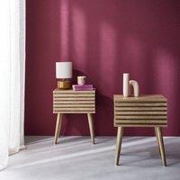 sweeek Pair Of Scandi-style Bedside Tables With Grooved Wood Effect in Light Brown