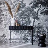 sweeek 100cm Console With Grooved Wood Decor & 2 Drawers in Black