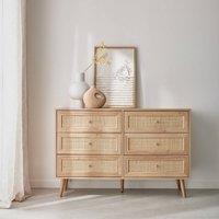 sweeek 6-drawer Chest With Wood & Cane Effect in Light Brown