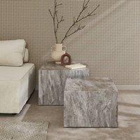 sweeek Pair of square coffee tables with marble effect in Grey