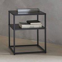 sweeek Black metal bedside table with shelf