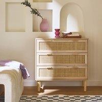 sweeek 3-drawer Chest With Cane & Wooden Effect in Light Brown