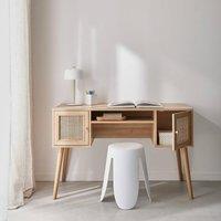 sweeek 2-door desk with wood & cane effect in Beige