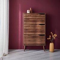 sweeek 3-door shoe cabinet with walnut wood effect in Dark Brown