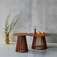 sweeek Pair of round wooden-effect coffee tables, 40cm & 60cm in Dark Brown