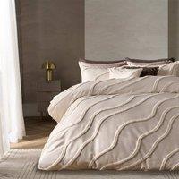OHS Tufted Contour Bedding Set Duvet Cover with Pillowcase in Ivory | Size: Double