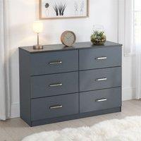 Seconique Dakotia 6 Drawer Chest in Dark Grey