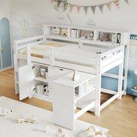 Matteo White Single Wooden Storage Bed - Pull-Out Desk & Storage