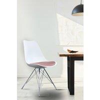 Fusion Living Soho Plastic Dining Chair with Chrome Metal Legs in Dusty Pink