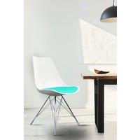 Fusion Living Soho Plastic Dining Chair with Chrome Metal Legs in Aqua