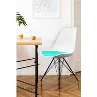 Fusion Living Soho Plastic Dining Chair with Black Metal Legs in Aqua