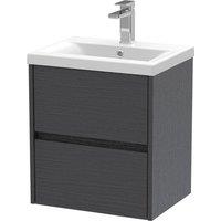 Balterley Square Wall Hung 2 Drawer Vanity Unit & Basin, 500mm Graphite Grey