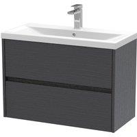 Balterley Square Wall Hung 2 Drawer Vanity Unit & Basin, 800mm Graphite Grey