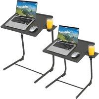 Harbour Housewares Height Adjustable Folding Laptop Tables - Black - Pack of 2