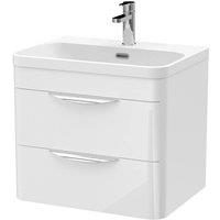 Balterley Bathroom Wall Hung 2 Drawer Thin Edge Vanity Unit Basin, White, 590mm in White