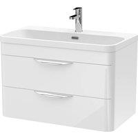 Balterley Wave 800mm Wall Hung 2 Drawer & Thin-Edge Ceramic Basin - Gloss White
