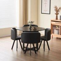 Comfy Living Ltd Black 90cm Square Dining Table Set with 4 Black Chairs