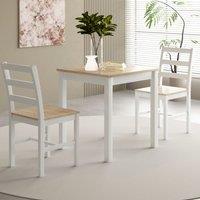 Comfy Living Ltd 3 Piece Wooden Dining Set White With Natural Tabletop