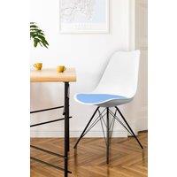 Fusion Living Soho Plastic Dining Chair with Black Metal Legs in Light Blue