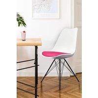 Fusion Living Soho Plastic Dining Chair with Black Metal Legs in Bright Pink