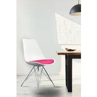 Fusion Living Soho Plastic Dining Chair with Chrome Metal Legs in Bright Pink