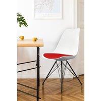 Fusion Living Soho Plastic Dining Chair with Black Metal Legs in Red