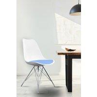 Fusion Living Soho Plastic Dining Chair with Chrome Metal Legs in Light Blue