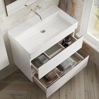 Banyetti Vatilla 800mm Wall Hung Vanity Unit with Veneto No Tap Hole Basin - Gloss White