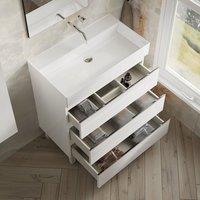 Banyetti Vatilla 800mm Floorstanding Vanity with Veneto No Tap Hole Basin - Gloss White
