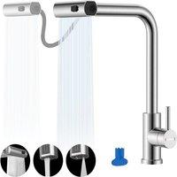 Dayone Brushed Stainless Steel Kitchen Mixer Tap with Pull Out Spray in Silver