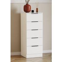 HD Designs Trega 5 Drawer Narrow Chest of Drawers Space Saving in White