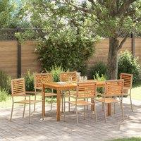 Berkfield Home 7 Piece Garden Dining Set Beige Poly Rattan Acacia