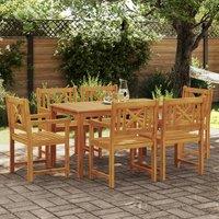 Berkfield Home 7 Piece Garden Dining Set Solid Wood Acacia in Brown