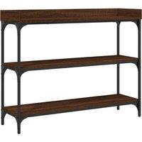 Berkfield Home Console Table with Shelves Brown Oak 100x30x80 cm | Size: 100 x 30 x 80 cm