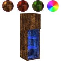 Berkfield Home TV Cabinet with LED Lights Smoked Oak 30.5x30x90 cm in Brown