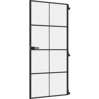 Berkfield Home Interior Door Slim Black 93x201.5 cm Tempered Glass & Aluminium