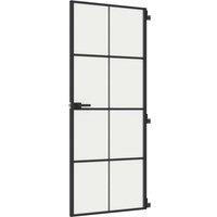 Berkfield Home Interior Door Slim Black 83x201.5 cm Tempered Glass & Aluminium