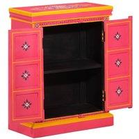 Berkfield Home Sideboard Solid Mango Wood Pink Hand Painted