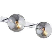 Netlighting Satelite Outdoor Twin Globe Wall Lamp Graphite Lister Chrome IP44 in Grey