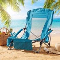 Gymax Folding Low Seat Chair For Beach Camping Chair With Padded Armrests in Blue
