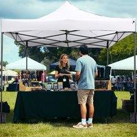 Costway 300 x 300cm Pop up Canopy Tent Easy Setup Gazebo Shelter w/Wheeled Bag in White | Size: 300 x 300 cm