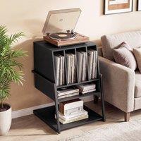 Costway Record Player Stand w/Charging Station Turntable Stand w/ Vinyl Holder in Black