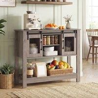 Costway Entryway Table w/ Barn Sliding Doors Console Table w/ Adjustable Shelf in Grey