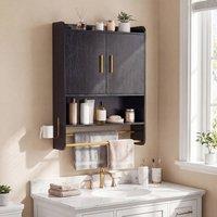 Costway Bathroom Wall Mounted Cabinet w/Mirror Shelves Modern Medicine Cabinet in Black