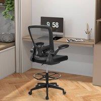 Costway 2PCS Drafting Chair Height Adjustable Mesh Office Chair Lumbar Support in Black