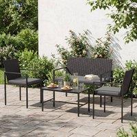Costway 4PCS Patio Furniture Set Outdoor Rattan Chairs&Loveseat w/Coffee Table in Grey