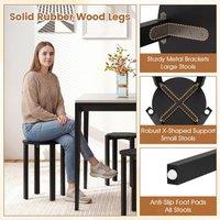 Costway 4PCS Stackable Stools w/ Rolling Base Wooden Nesting Dining Chair in Black