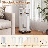 Costway 4PCS Stackable Stools w/ Rolling Base Wooden Nesting Dining Chair in White