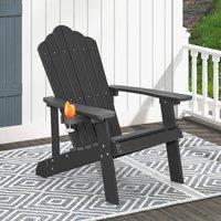 Costway Outdoor Adirondack Chair w/ High Backrest HIPS Firepit Armchair in Black